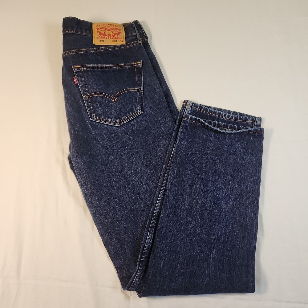 Levi's 505 Regular Fit Jeans New Without Tags Dark Wash Men's 34x34